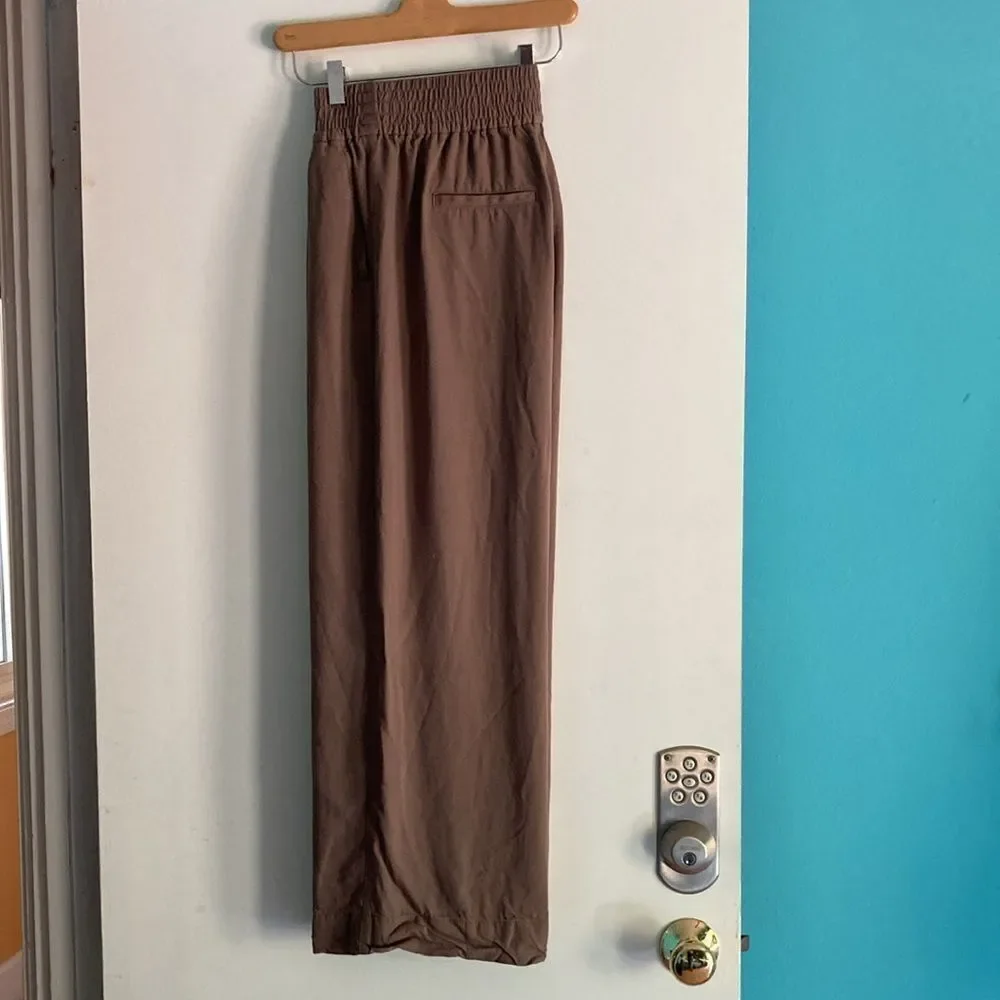 Madewell Size XS Drapeweave Carly Wide Leg Pull On Pants Castle Rock Light Brown